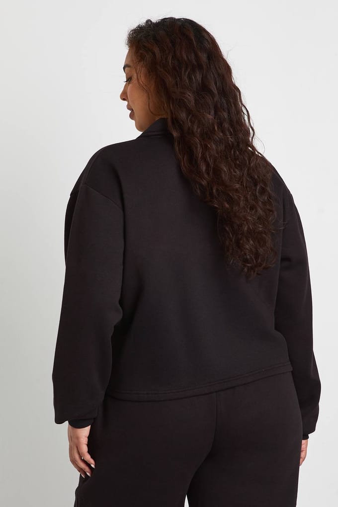 boohoo Dames Plus sweatshirt met button-down kraag | Black | Maat: 24