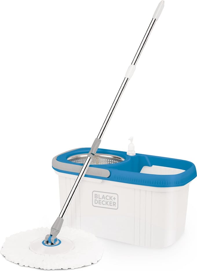 BLACK+DECKER spinmop en emmer - Wit