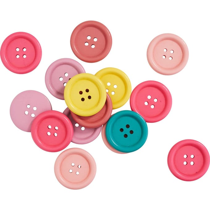 VBS Houten knopen "Pastel mix" - Ø 2,5 cm