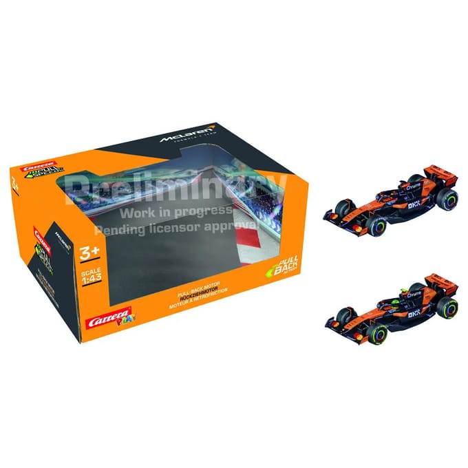 Carrera Speelgoedvoertuig - Pull and Speed - McLaren Formula 1 Team - Norris vs. Piastri - Pull Back Auto - Terugtrekauto - 1:43 - 2 Stuks