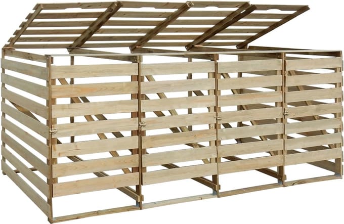 Kliko ombouw - 4 Afvalbakken - Containerombouw - Zwart - Containerberging - Hout