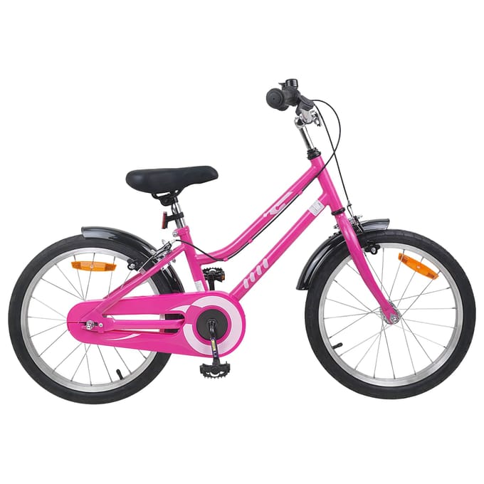 vidaXL - Kinderfiets - 18 - Inch - voor - 5-7 - jaar - oud - Roze - Zwart