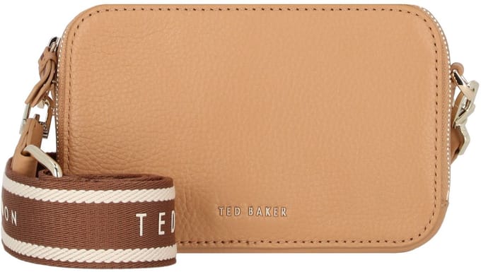 Ted Baker Leren Schoudertas Stunna Mini Webbing Crossbody Bag Camel Lichtbruin