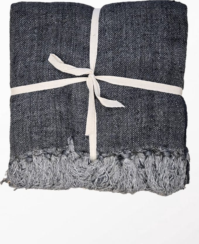 by Mooss - Linnen - Plaid - Charcoal - 100% Linnen - Kleed - Deken - Sprei