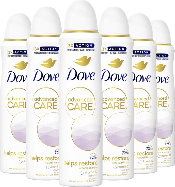 Dove- Anti-Transpirant Deodorant Spray - Clean Touch - 6 x 150 ml - Voordeelverpakking