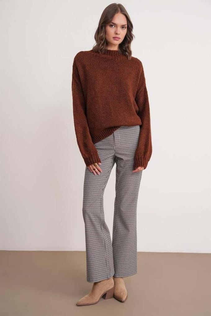 Relaxed Fit Crew Neck Dikke Gebreide Trui
