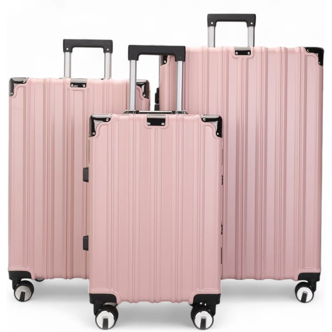 Harde roze koffer, robuuste 8-wiel bagage, handbagagetas