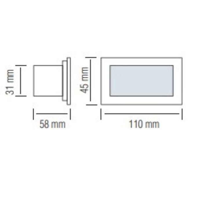 Applique murale LED - HOROZ ELECTRIC - Rectangulaire - 1.2W - IP54 - Aluminium, Acier inoxydable gris