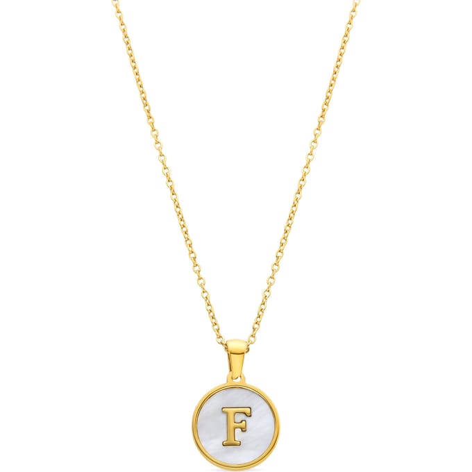 Luxenter collier in wit parelmoer afgewerkt in 18K geel goud - Alfabet