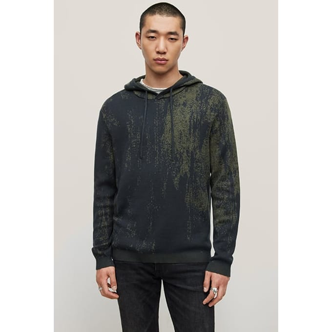 John Varvatos Thompson Regular Fit Pop Up Hoodiewith J Eucalyptus Größe: XL | Kaputzenpullis Outlet | Herren