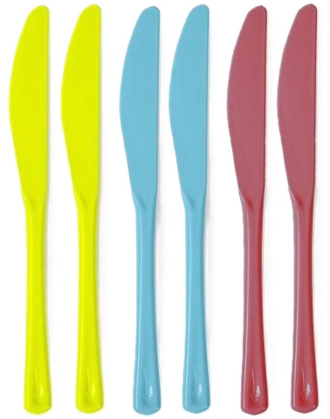 Plasticforte Messen - kunststof - 6x - herbruikbaar plastic - 19 cm - BBQ / Verjaardag / Camping / Party