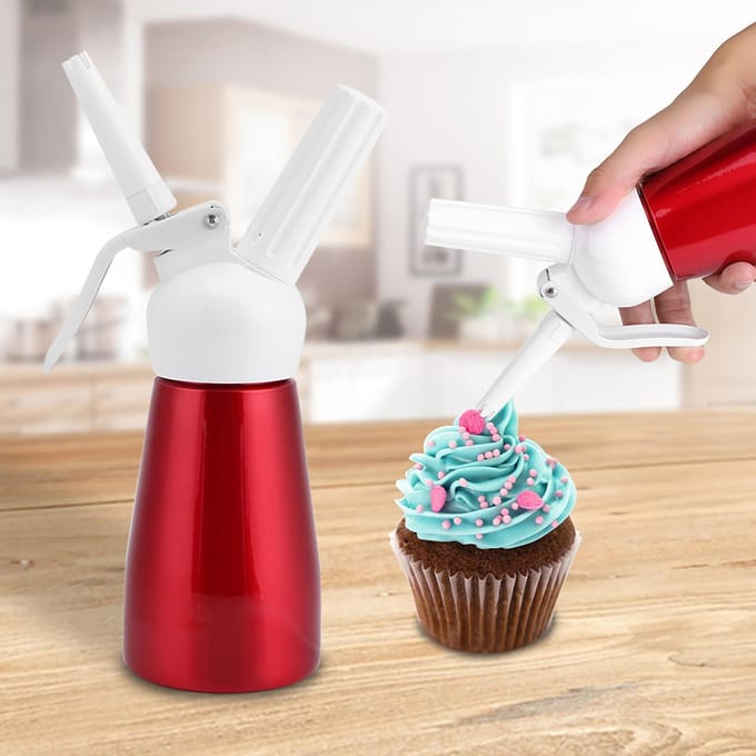 250 ml Draagbare Rode Aluminium Slagroom Dessertboter Dispenser Klopper Schuimmaker white
