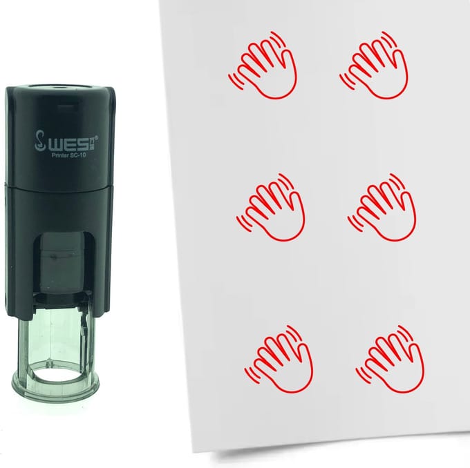 CombiCraft Stempel zwaaien 10mm rond - Rode inkt