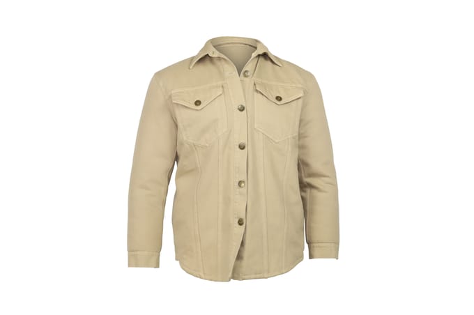Nanushka gevoerde jas van imitatiebont in beige katoen