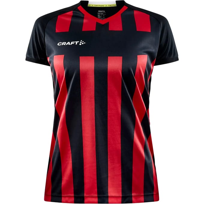 Craft Progress 2.0 Stripe Shirt Korte Mouw Dames - Zwart / Rood | Maat: M
