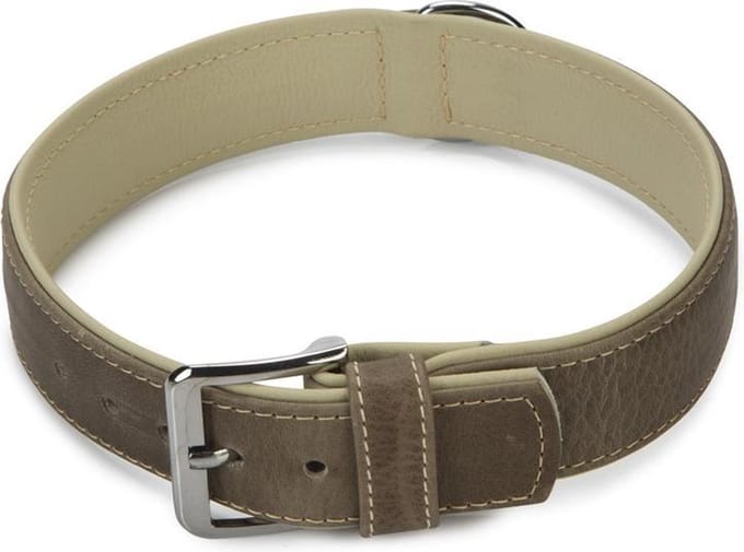 Beeztees Comfort - Halsband Hond - Leer - Grijs - 65 cm x 40 mm