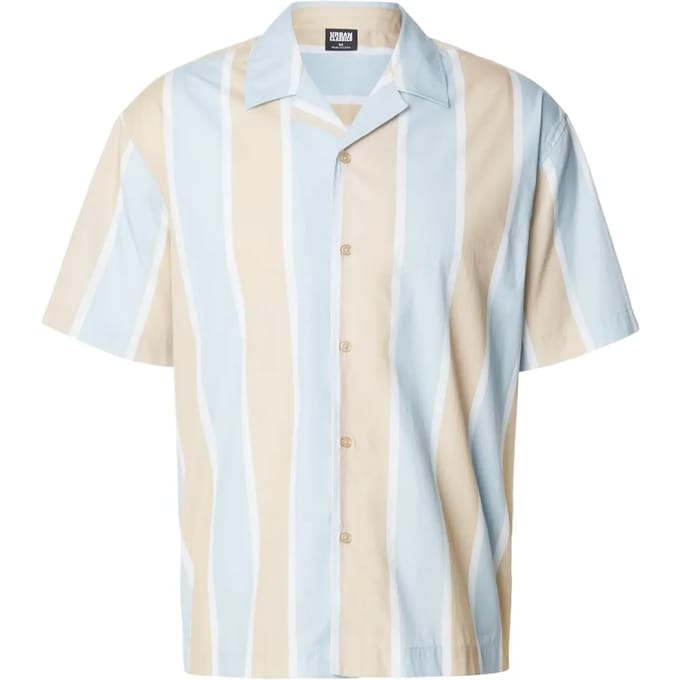 Urban Classics - Summer Stripe Resort Overhemd - S - Beige/Blauw
