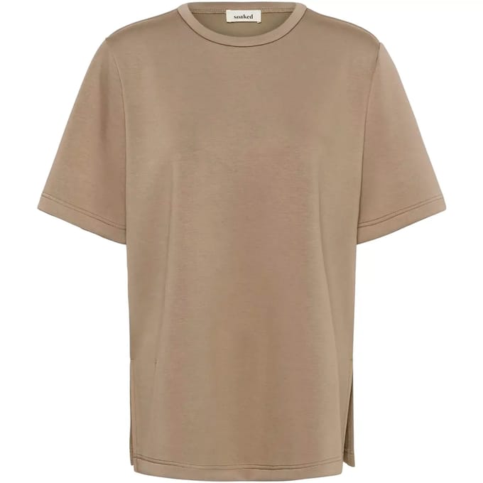 Dames-T-shirt Soaked in Luxury Marigold Mono