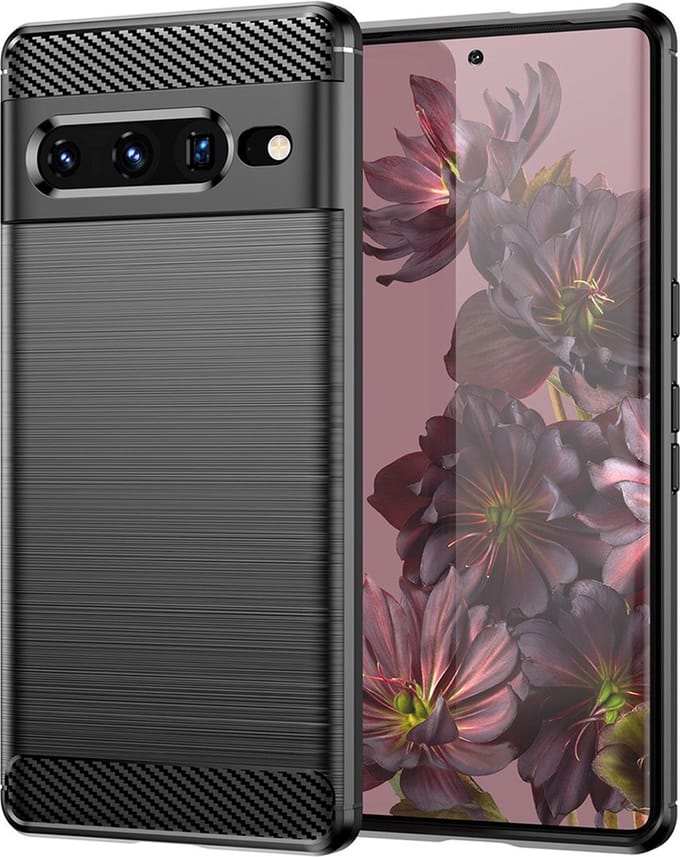 Hoesje geschikt voor Google Pixel 7 Pro - Techsuit Carbon Silicone Back Cover - Zwart