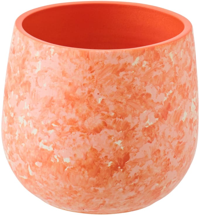 J-Line bloempot - keramiek - oranje/wit - small