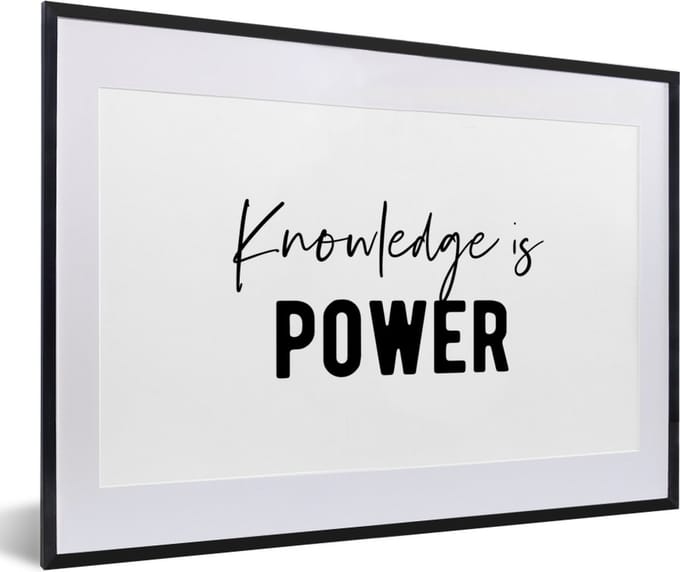 Fotolijst incl. Poster - Quotes - Kennis - Leren - Studenten - Studeren - 60x40 cm - Posterlijst