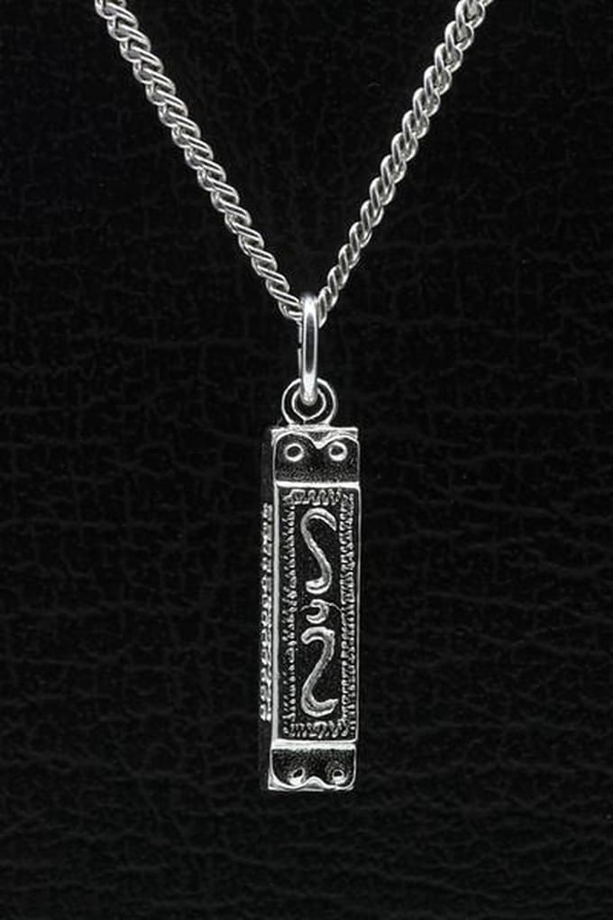 Zilveren Mondharmonica ketting hanger - middel