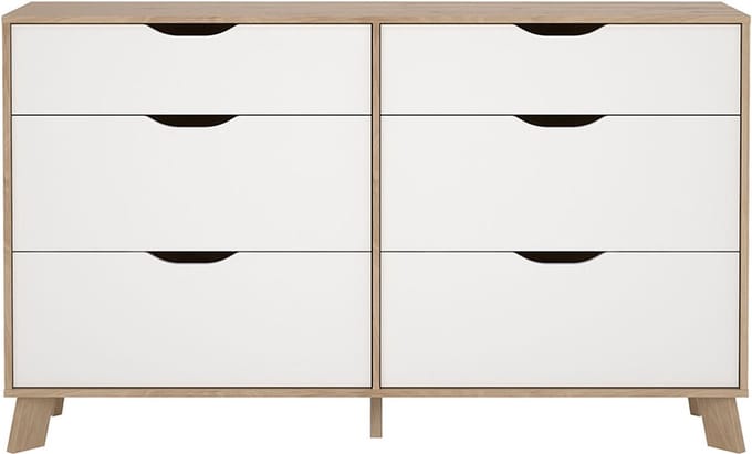 Ikast kommode 6 lades eiken decor, wit.