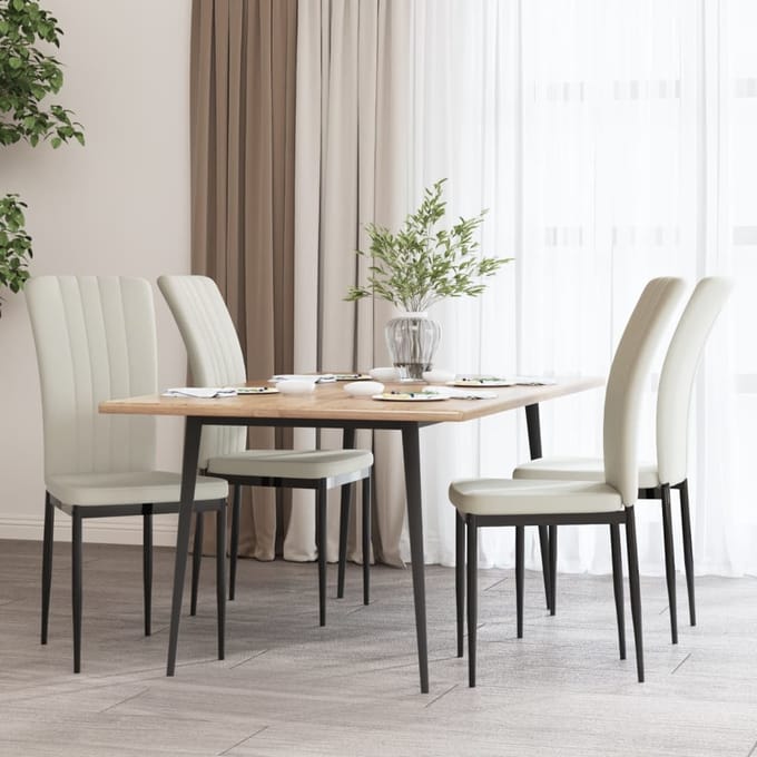 vidaXL - Eetkamerstoelen - 4 - st - fluweel - crèmekleurig