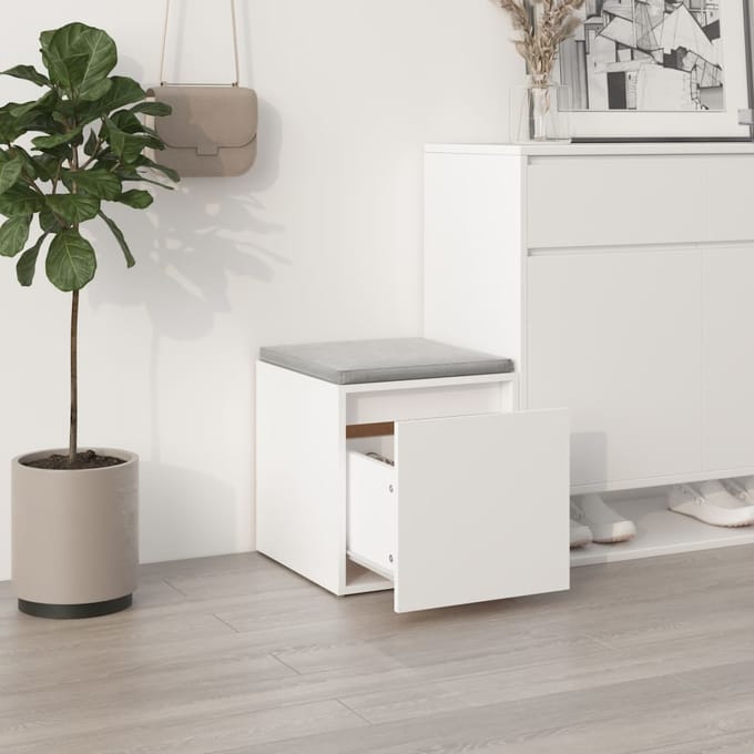 vidaXL - Opbergbox - met - lade - 40,5x40x40 - cm - bewerkt - hout - wit