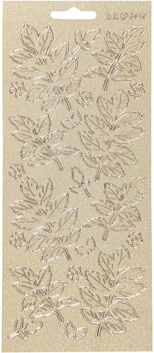 Stickers, bladeren, vel 10x23 cm, goud, 1 vel