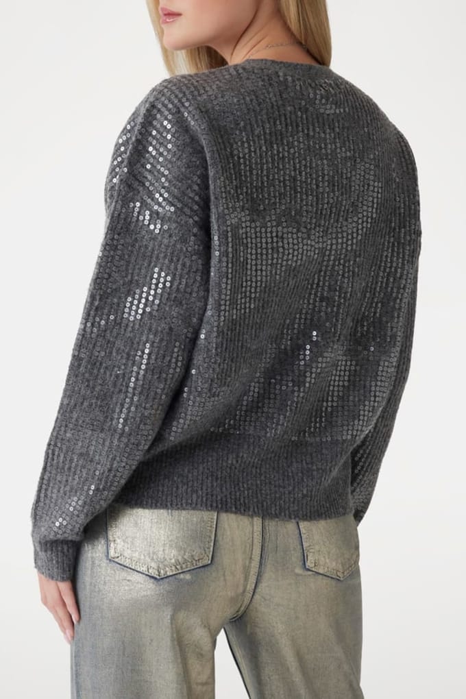 GUESS  Eco Riley Ls Vn Sequins Dark Grey Heather Taglia: S | Cardigan Outlet | Donna | Grigio
