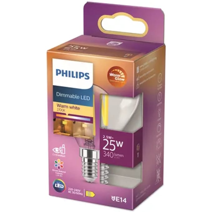 Philips LED spot Classic Mini-ball 1.8W/922-927 (25W) Clear WarmGlow Dimmable E14