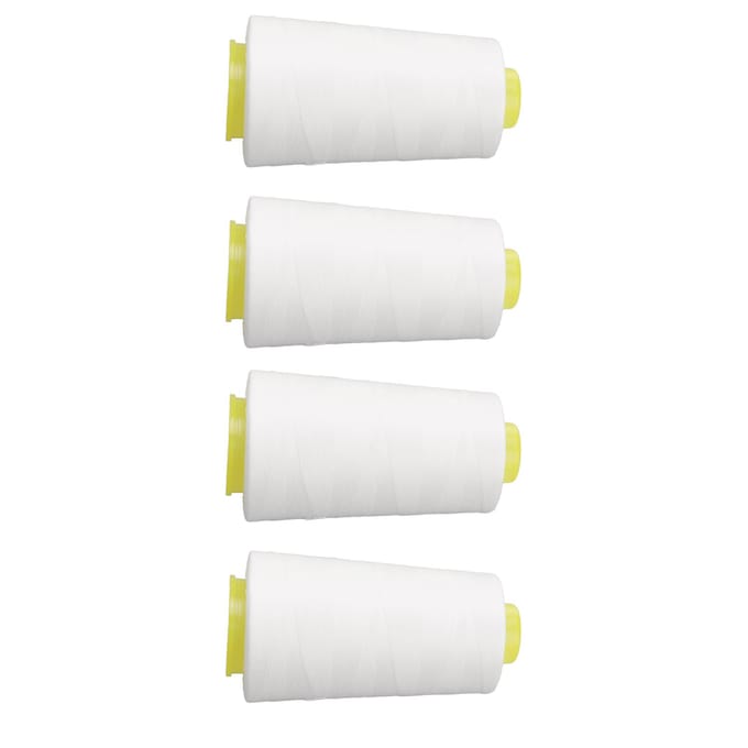 4 Stuks Lockgaren Wit Premium Polyester Stevig Duurzaam Slijtvast Veel Gebruikt Wit Garen white