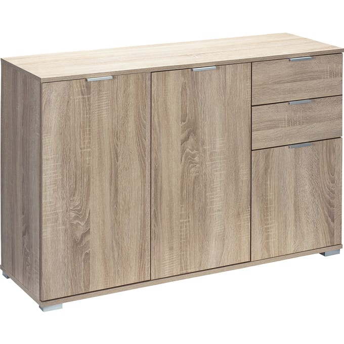 Casaria Dressoir Alba – 3 Deuren 2 Laden MDF - 107x75x35 cm Eiken
