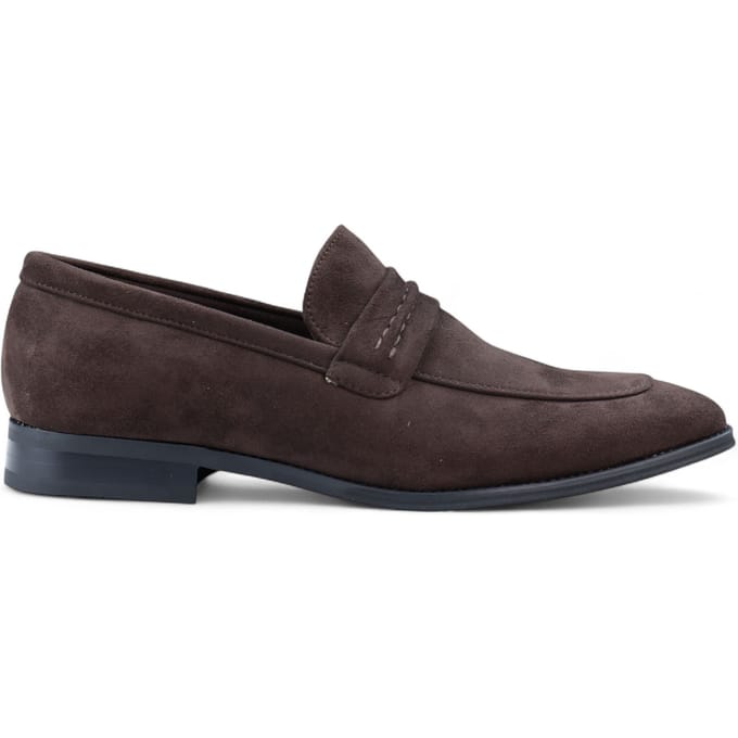 Bruine suède mocassin loafers voor heren, slimme instappers