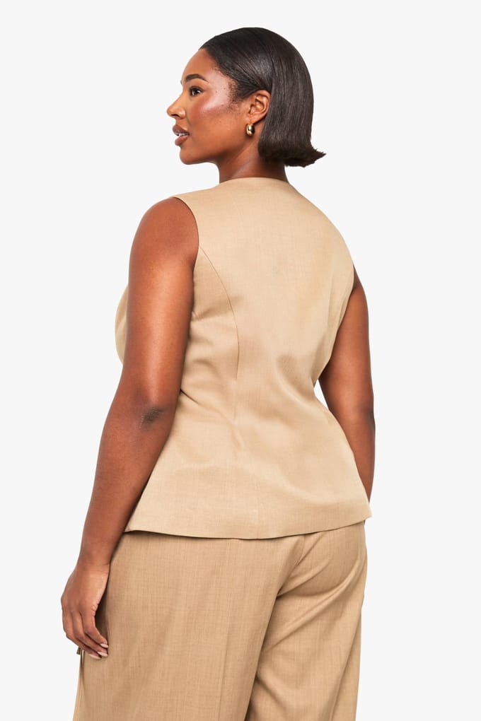 boohoo Dames Plus op maat gemaakte wikkelvest | Mocha | Maat: 16