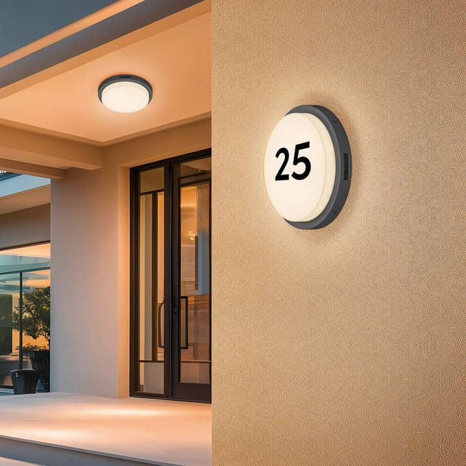 Trio Lighting LED buiten wandlamp Bermejo, rond, sensor, CCT, antraciet