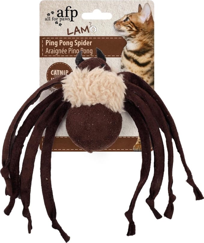 AFP Lambswool-Ping Pong Spider Speelgoed voor katten - Kattenspeelgoed - Kattenspeeltjes