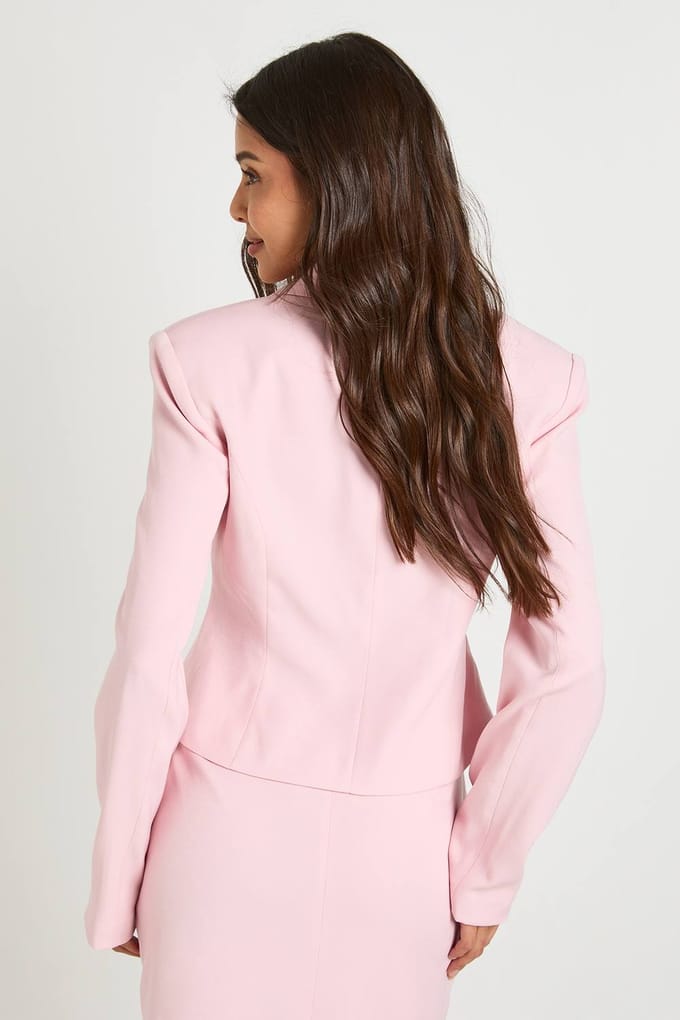 boohoo Dames Gekort Getailleerd Blazer | Baby Roze | Maat: 36
