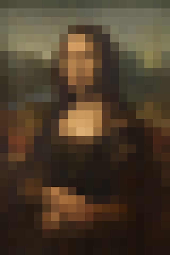Mona Lisa | Pixel Art | Leonardo da Vinci | Canvasdoek | Wanddecoratie | 60CM x 90CM | Schilderij