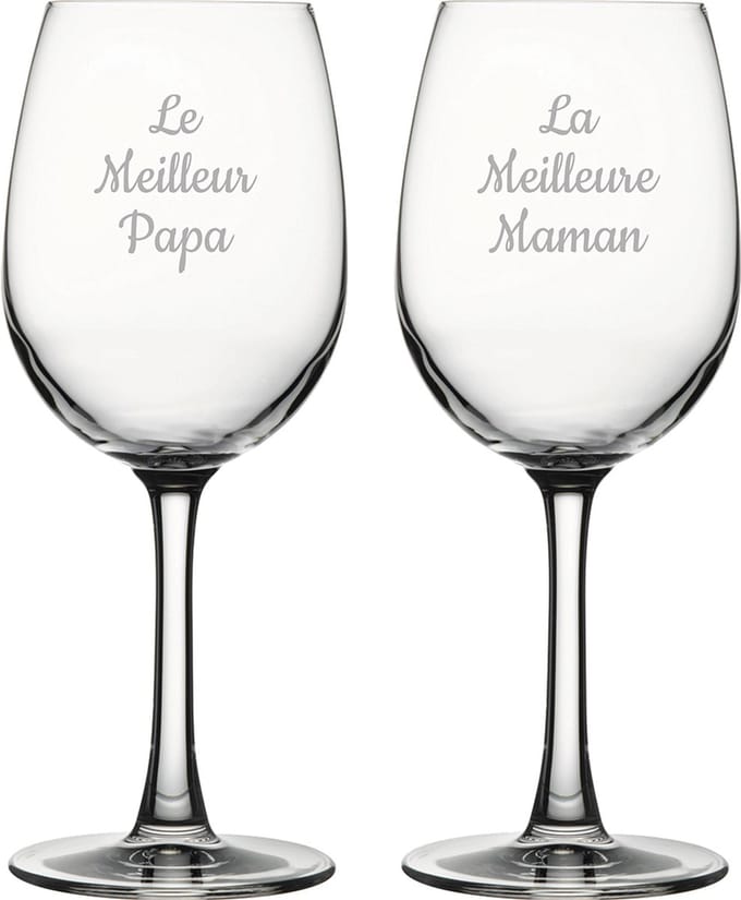 Witte wijnglas gegraveerd - 36cl - Le Meilleur Papa & La Meilleure Maman