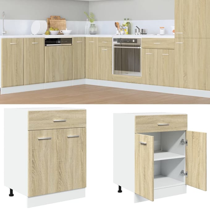 vidaXL - Onderkast - met - lade - Lyon - 60x46x81,5 - cm - sonoma - eikenkleurig
