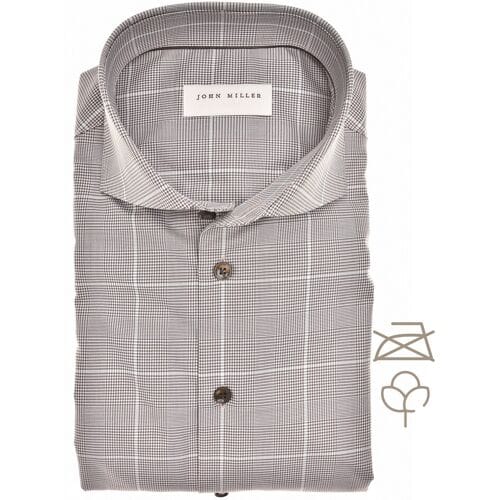 John Miller Overhemd Organic Cotton Windowpane Check Shirt Donker Bruin / male