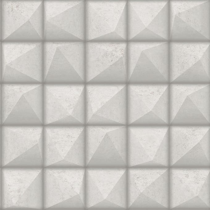 Reflets 3D vierkant grijs beton (vliesbehang, grijs)