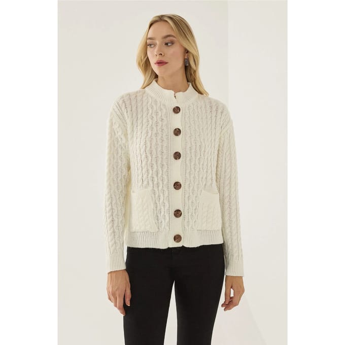 Gestructureerde Brei Cardigan met Knopen