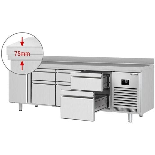 GGM Gastro Kühltisch Premium PLUS - 2452x600mm - mit 1 Tür - 6 Schubladen - mit Aufkantung