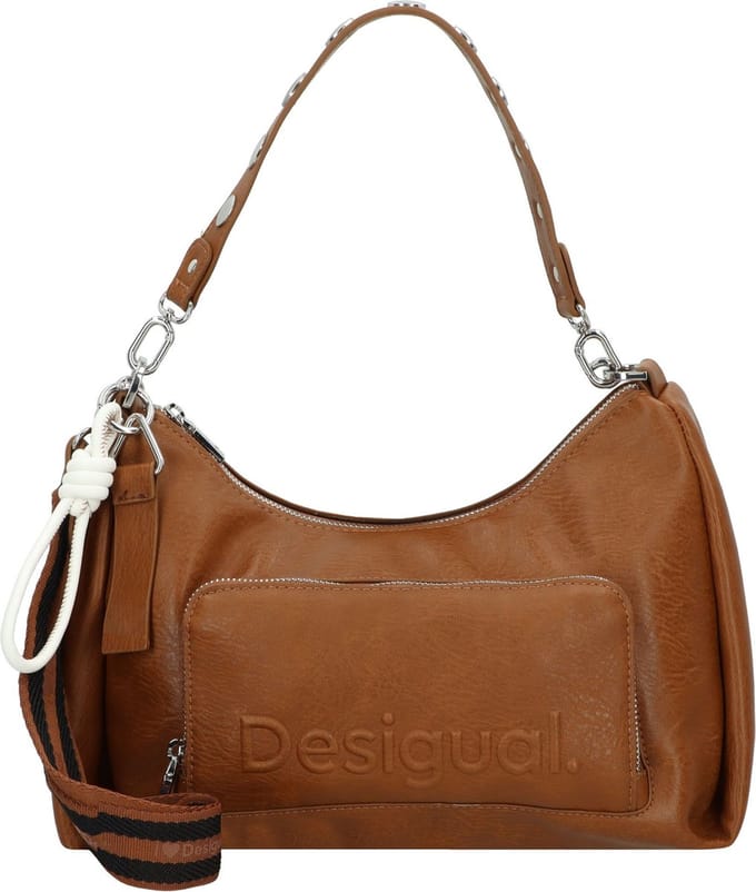 Desigual Schoudertas Handtas Half Logo Mayari Maxi Handbag Leather West Bruine