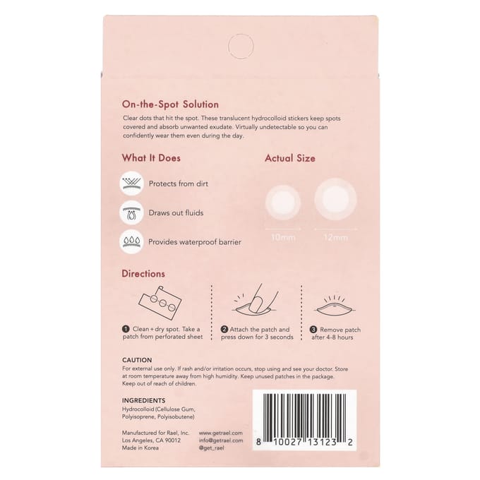 Raël, patch miracle, cache-taches invisible, 48 patchs white