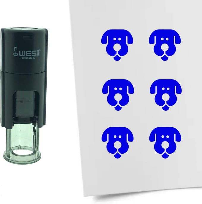 CombiCraft Stempel Hond 10mm rond - blauwe inkt