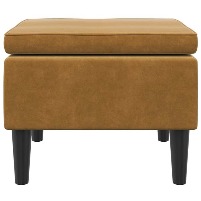 vidaXL - Kruk - met - houten - poten - fluweel - bruin